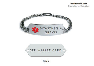 MYASTHENIA GRAVIS Medical Id Alert Bracelet with Sister Hook Clasp. Free Card.