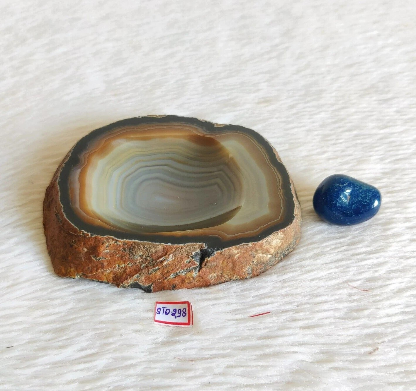 Antique Natural Banded Agate Cut Polished Mortar Pestle Homeopathic Rare STO298