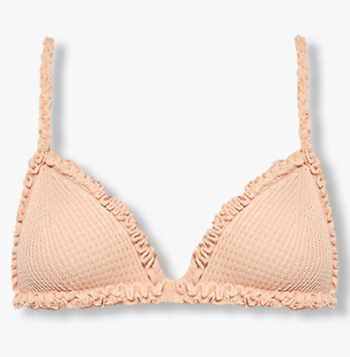 NWT Ulla Johnson Betti Light Rose Pink Knit Cotton Ruffle Bra Crop Top Sz S $230
