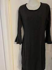 CALVIN KLEIN  3/4 BELL SLEEVE CHARCOAL SWEATER DRESS M