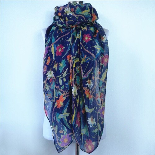Women Bird Print Scarf Flower Long Scarves Autumn Winter Viscose Girl Shawl 1Pc - Picture 7 of 8