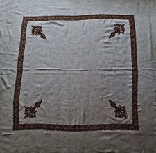 SCARF VINTAGE AUTHENTIC LALA BERLIN GRAY EMBROIDERY COTTON BLEND WOMENS SQUARE