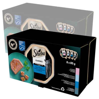 Sheba Classics Fischgeschmack 16x85g Feuchtfutter für Katzen in Terrine