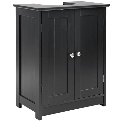 2 Door Black Under Sink Cabinet for Bathroom Accessories with 2 Shelves