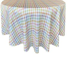 Sweet Gingham Fabric Tablecloth - Pastel Diagonal Checkered Wrinkle Free and ...