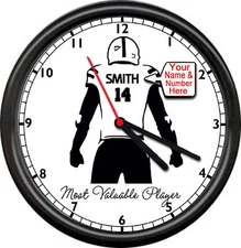 Personalized Name Mens Jersey Football Player Man Cave Mans Gift Sign Wall Clock