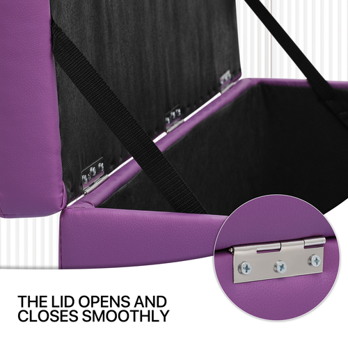 Purple Storage Ottoman Bench Leather Lift Top Rectangular Upholstered Footstool - Bild 7 von 8