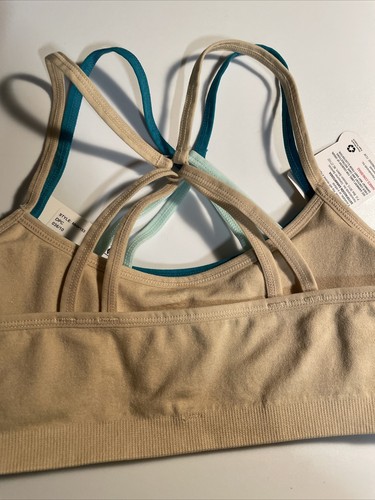 Hanes Comfort Strappy Back 2-pack Training Bras Teal Heather & Nude Size Medium - Picture 5 of 5