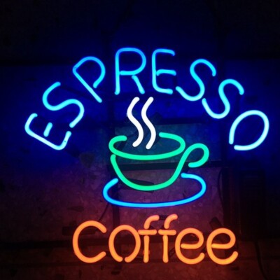Espresso Coffee Cafe Cup 20''x16'' Neon Sign Lamp Light Gift Store With Dimmer