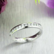 0.70 Ct Round Cut Diamond Half Eternity Wedding Band Ring 14K White Gold Finish