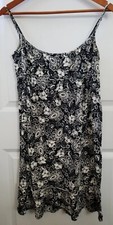 Ann Taylor Loft Sundress Black & White Paisley Floral Print w/Speg. Strap SZ S