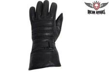New Black Full Finger Genuine Leather Motorcycle Biker Riding Gloves