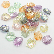 100 Mixed Color Transparent AB Acrylic Flower Petal Leaves Beads Charm 18X18mm