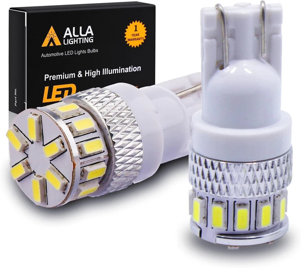 White 6000K LED T10 Wedge Bulbs Compatible with License & Dome Lights (2-Pack) - Image 3 of 4