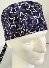 Patriotic Star Lined  Scrub Cap Surgery Chef Dental Veterinarian Chemo Hat