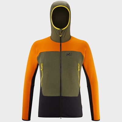 Millet Fusion Grid Hoodie Men Functional Fleece Jacket with Hood for Men Ivy