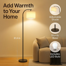 Arc Floor Lamp with LED Bulb, Adjustable Shade, Standing Light for Living Room