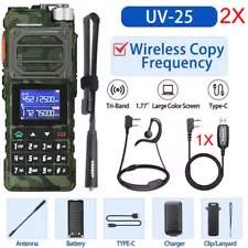 2X UV-25 WALKIE-TALKIES FM 136-174&220-260&400-520MHZ TRI-BAND TWO WAY RADIO KIT