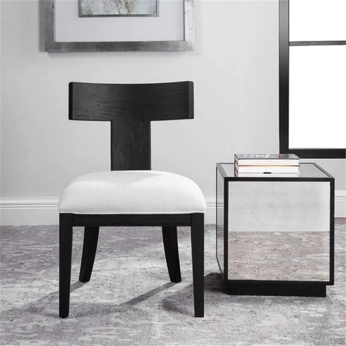 Uttermost Idris Modern Solid Wood and Fabric Armless Chair in Charcoal Black - Picture 8 of 9