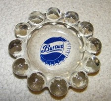 VINTAGE BUFFALO BISONS HOCKEY AHL HEAVY GLASS BUBBLE ASHTRAY 5-1/4