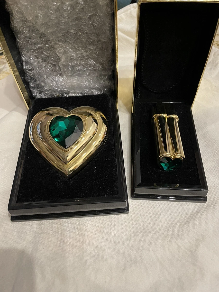 YVES SAINT LAURENT Green HEART COMPACT & LIPSTICK Green HEART Gem Jewel