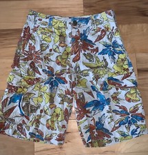 GAP KIDS BOYS BEIGE HAWAIIAN PRINT CARGO SHORTS SIZE 12 EXCELLENT COND LD7