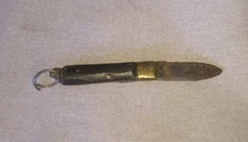 OLD SMALL MINI FOLDING KNIFE KEYCHAIN 1950 handle: wood