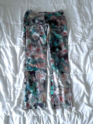 Ladies Size 10 Blue Mix Patterned Trousers Unique Preowned Mohito Collection