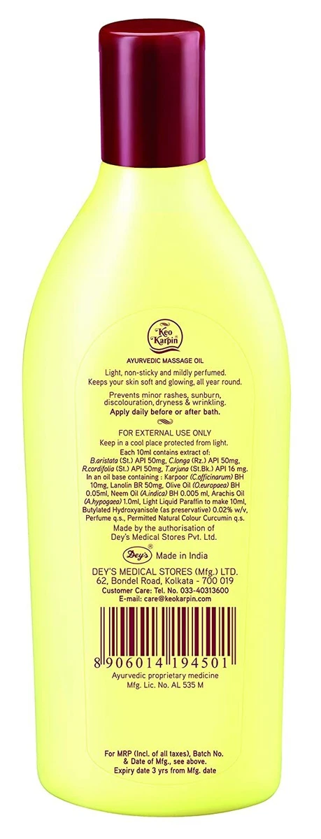 Keo Karpin Body Oil Sandal With Olive Oil Neem And Haldi 100ml eBay