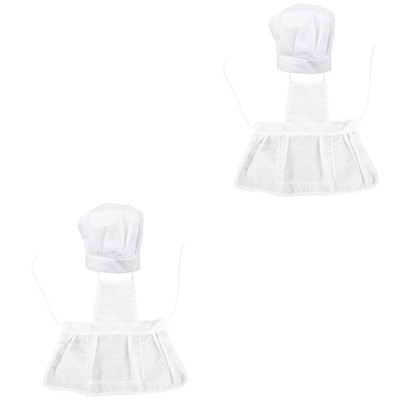  2 Sets Cotton Bakers Hat Children's Suit Kids Cooking and Apron