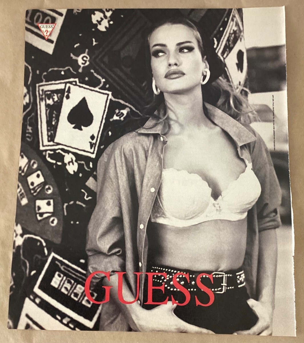 Guess print ad 1991 original vintage 1990s model Karen Mulder
