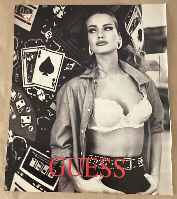 Guess print ad 1991 original vintage 1990s model Karen Mulder