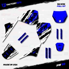White & Blue Slick Racing Graphics kit fits Yamaha PW80 PW 80 All Years Custom