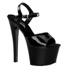 Pleaser Sky-309 Exotic Pole Dancing Shoes, Ankle Strap 7" Heel Platform Sandal.