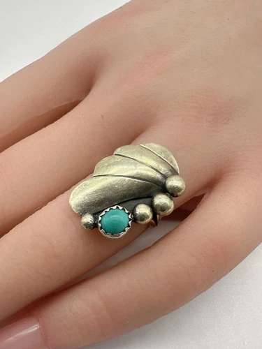 VTG Native American Navajo Sterling Silver Turquoise Sz-5 Ring 4.4g #rcn