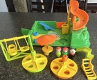 Vintage  Fisher-Price Little People Playground Set Slide Swing Merry-Go-Round