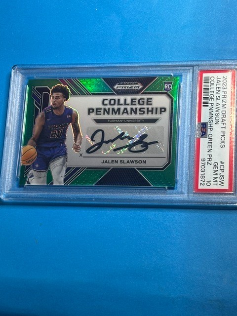 2023 Prizm Draft Picks Rookie Jalen Slawson Auto PSA 10 Green Prizm
