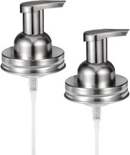Amolliar Mason Jar Foaming Soap Dispenser Pump Lids, Brushed Nickel 2pack