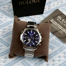 New Bulova Marine Star Chronograph Men's Watch Blue Dial 43mm/96B256