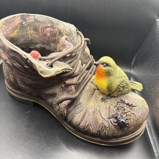 Resin Old Boot with Robin Decorative Garden PLanter quirky home decor 