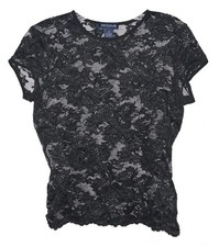 Gorgeous Ann Taylor Black Lace Top Size Medium Nylon/Spandex Made in USA
