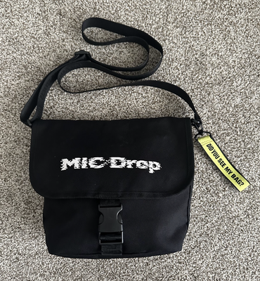 BTS Mic Drop Messenger Bag, Black, Crossbody, Nylon, Music