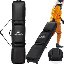 Double Rolling Ski Bag Padded Waterproof Snowboard Bag with Wheels 175cm Black