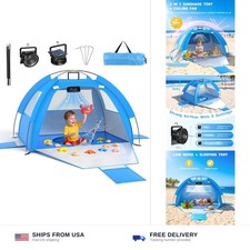Baby Beach Tent Solar Cooling Fan, Anti-UV Toddler Beach Tent Sun Shelter Por...