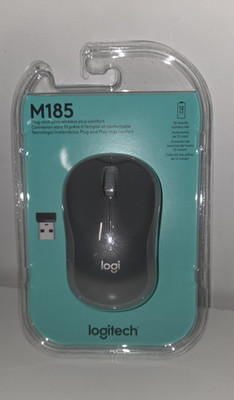 Logitech M185 Wireless USB Optical Mouse Gray Scroll Wheel 3 Buttons