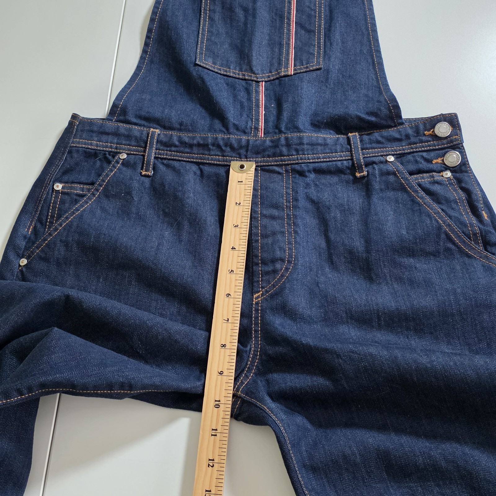 Topshop Moto Selvedge Denim Overalls Womens US 8 Navy Rigid Italy Preppy Grunge image 9