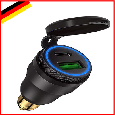 iMESTOU Aluminium DIN Stecker 30W 5A Leistungslieferung Motorrad Dual USB-Lad...