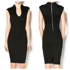 Los Angeles Boutique PRIVY Privately Privileged Black Dress V Neck Midi LBD S 