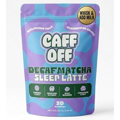 Caff Off Decaf Matcha Sleep Latte Ceremonial Grade Japanese Green Tea Mix
