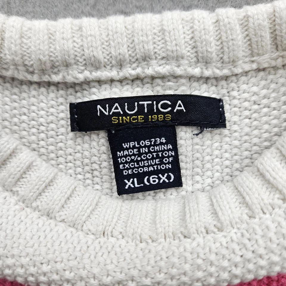 Suéter Nautica Niña Juvenil XL Rayas Blanco Azul Marino Rosa Foto 4 de 4